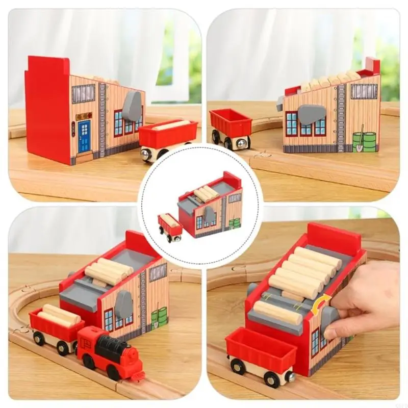 Educational Wooden Train Station Parts for Learning Rules Children Fun
