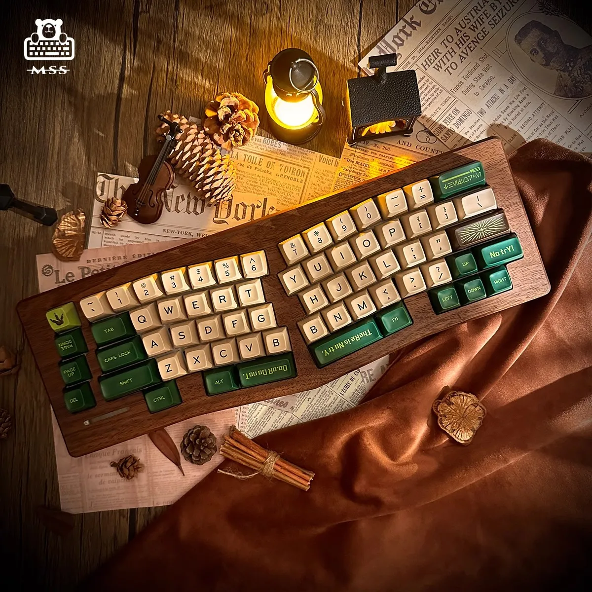 Mss 65 Alice Walnut Keyboard Kit/Holder Double Modes Hot Swap Ergonomics Mechanical Keyboard Kit/Holder Gasket Structure Custom