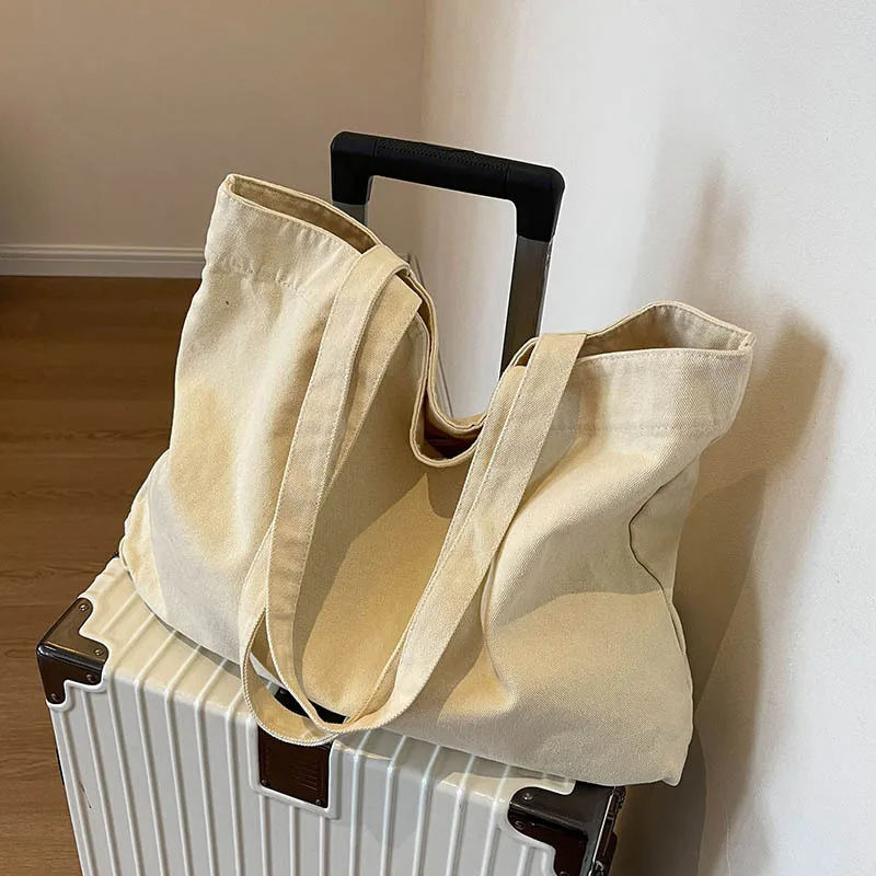 Women's One Shoulder Underarm Bag Tote Bag Handheld New Large Capacity Fashion Casual Versatile Simple Solid Color Canvas