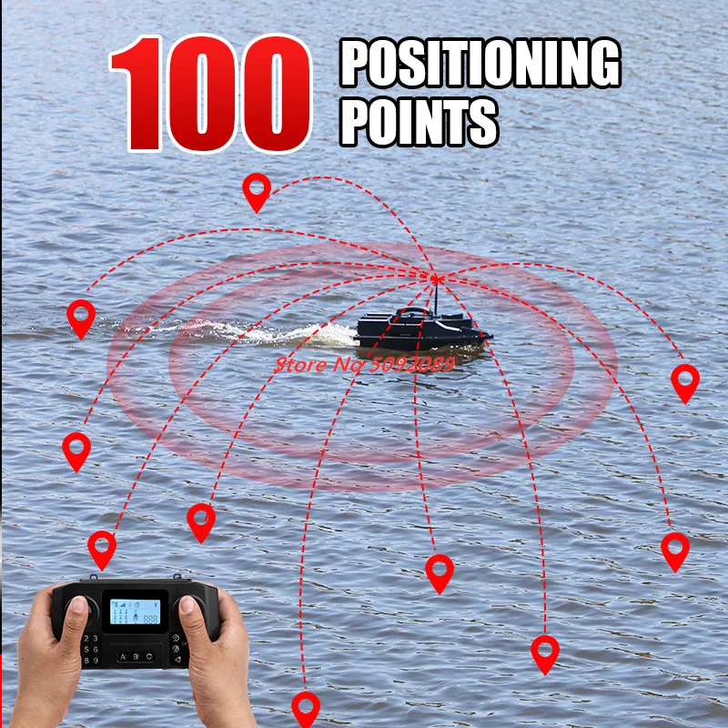 54CM 4 Hopper 100 GPS Auto Return Cruise RC Fishing Bait Boat 500M 2KG Adjust LED Lighting 100 Point GPS Fishing Bait Boat Nest