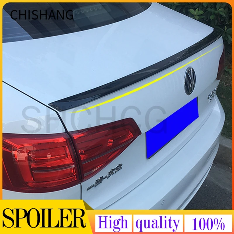 For VW Jetta mk6 2012-2018 Spoiler ABS Plastic Carbon Fiber Look Rear Trunk Wing Car Body Kit Accessories