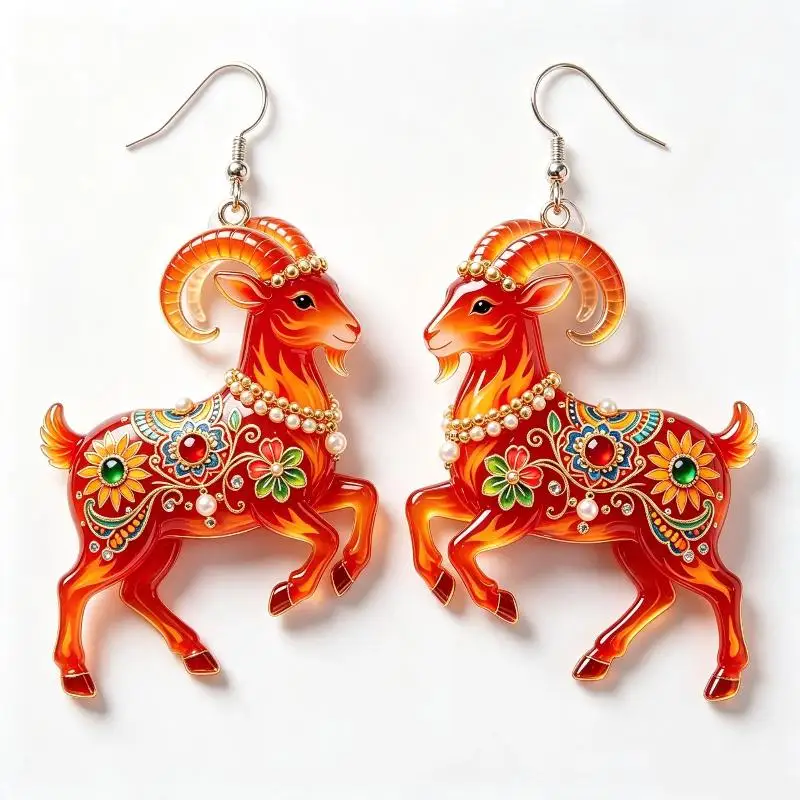 Sheep Earrings Cute Animal 2D Flat Acrylic Hanging Ornament: 1pair Goat Themed Wedding Party Decoration