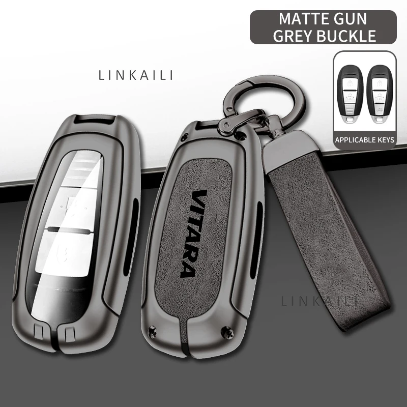 Zinc alloy leather car key bag protective cover shell suitable for Suzuki Vitara customized LOGO high-end car key chain accessor