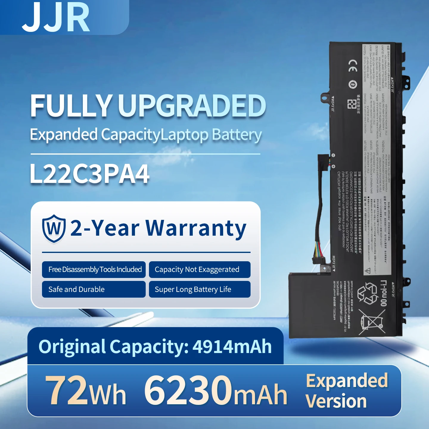 L22C3PA4 72Wh 11.55V Higher Capacity Replacement Laptop Battery for Lenovo IdeaPad 14 IAH8/14 IRL8 L22M3PA3 L22B3PA4