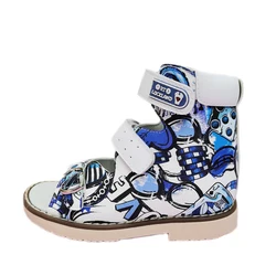 Sandalias ortopédicas de cuero para niños y niñas, zapatos de verano con hebilla correctora y Correa, calzado de soporte para el arco