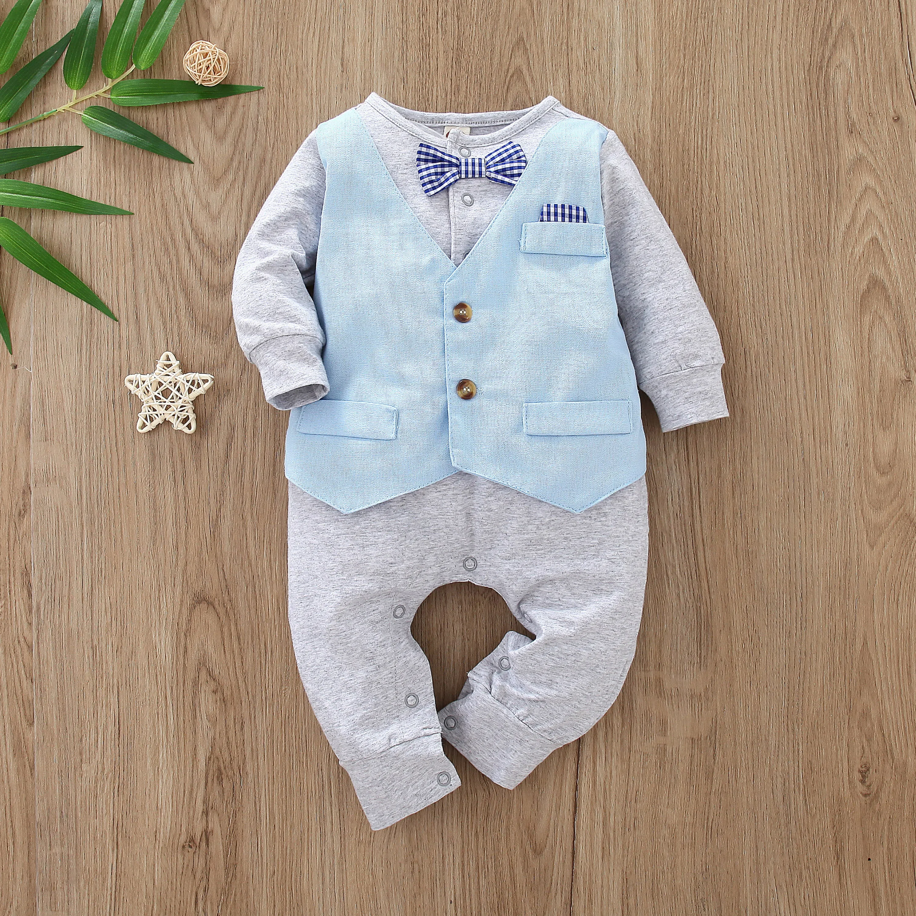 Spring Autumn Baby Boy Romper Newborn Infant Long Sleeve Gentleman Vest Baby Boys Clothes Jumpsuit Outfits Onesies