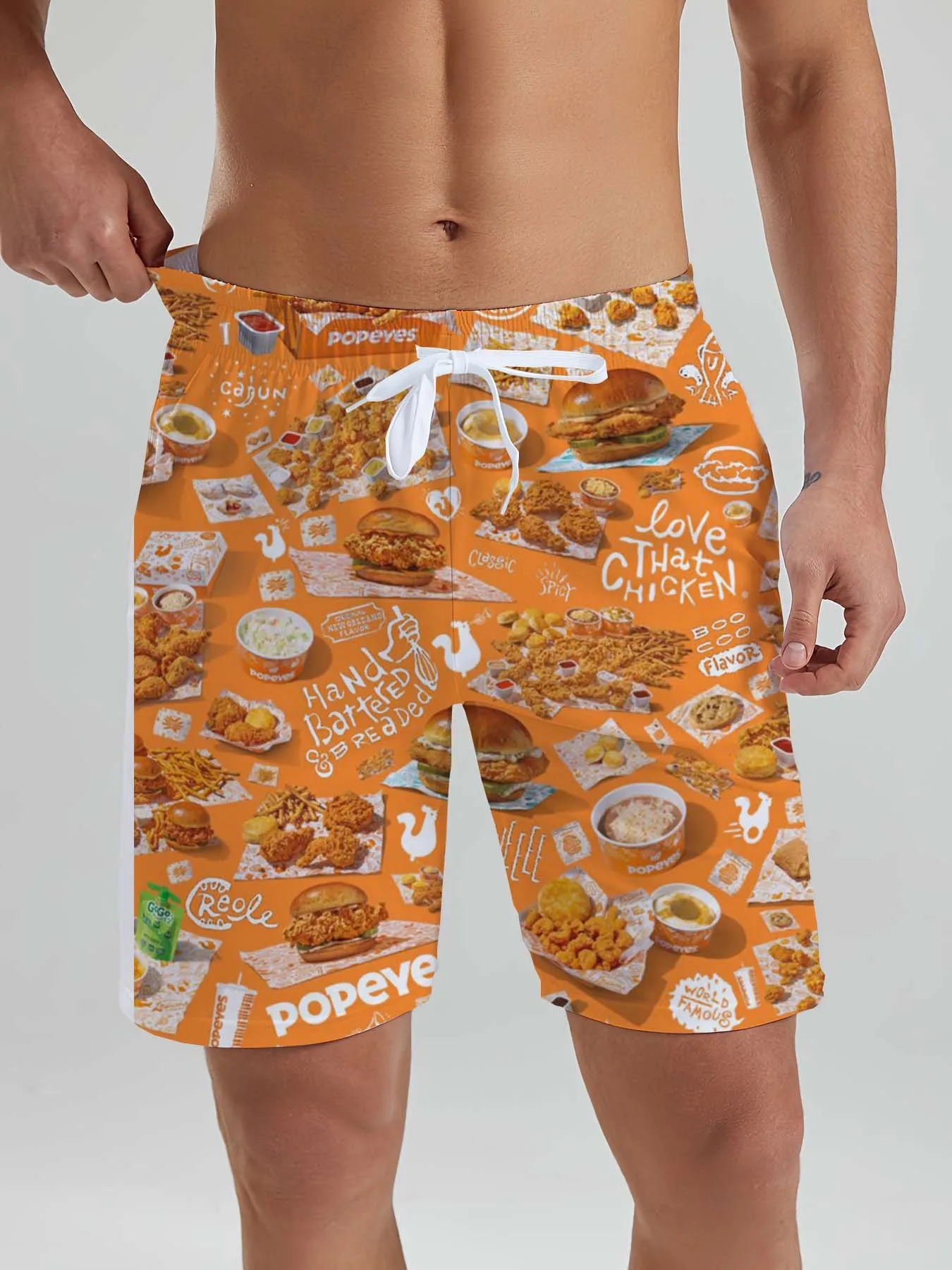 Fashion Fast Food Beach Shorts Men Cool Hawaiian Vacation Swim Trunks 3D Printing Snack Short Pants Summer Surf Board Shorts