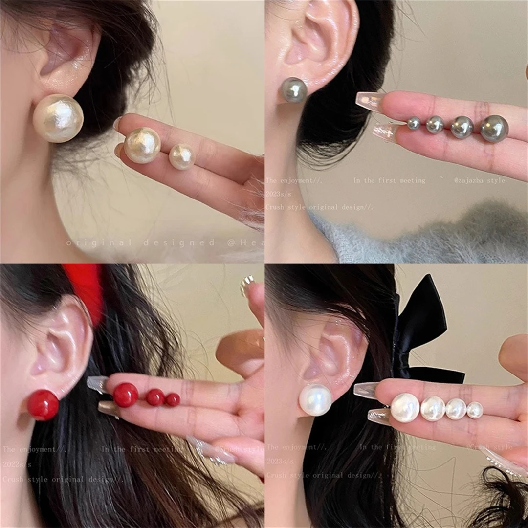 New Fashion Light Luxury White Imitation Pearl Earrings French Simple Luxury Versatile Pearl Earrings Jewelry Women's Gift