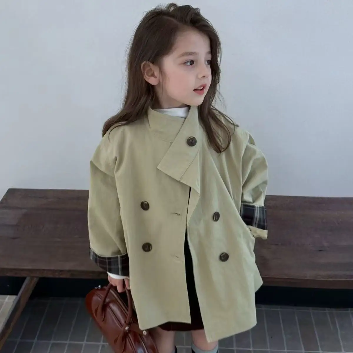 Spring and Autumn Girls Trench Coat 2025 New Fashionable Children's Baby Western Jacket Leisure Windproof Coat Korean Version
