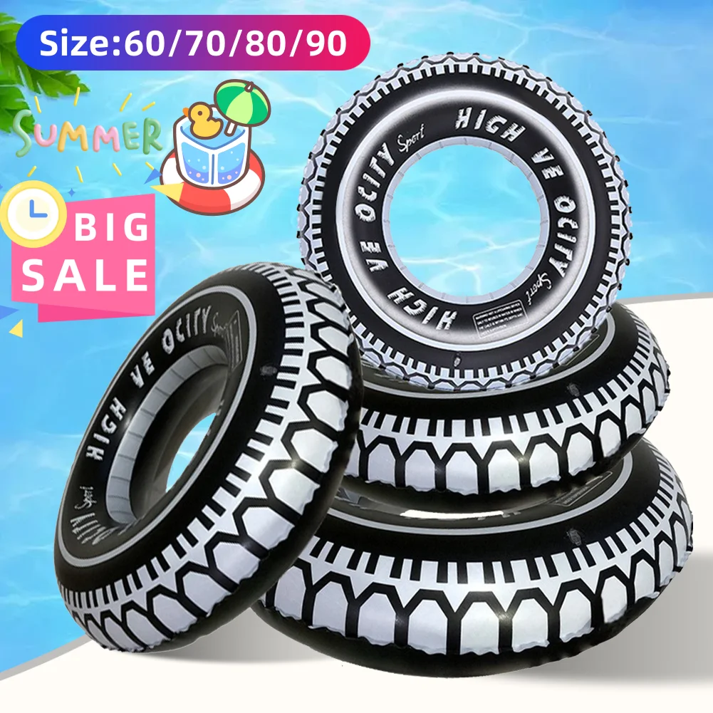 Swimming Pool Floating Rings Tire Pattern Leakproof Inflatable Swim Ring Pool Rings Air Mattresses Swimming Pool Accessories