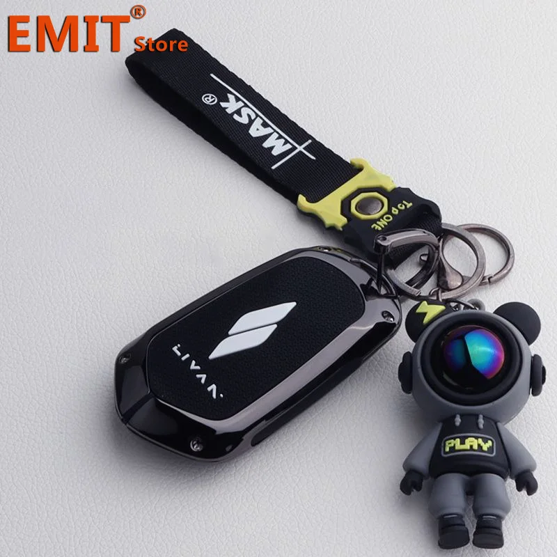 For Geely Livan 7 EV Zinc Alloy Silicone Car Key Case Smart Remote Protection Cover Shell Keychain Ring Holder Fob Accessories