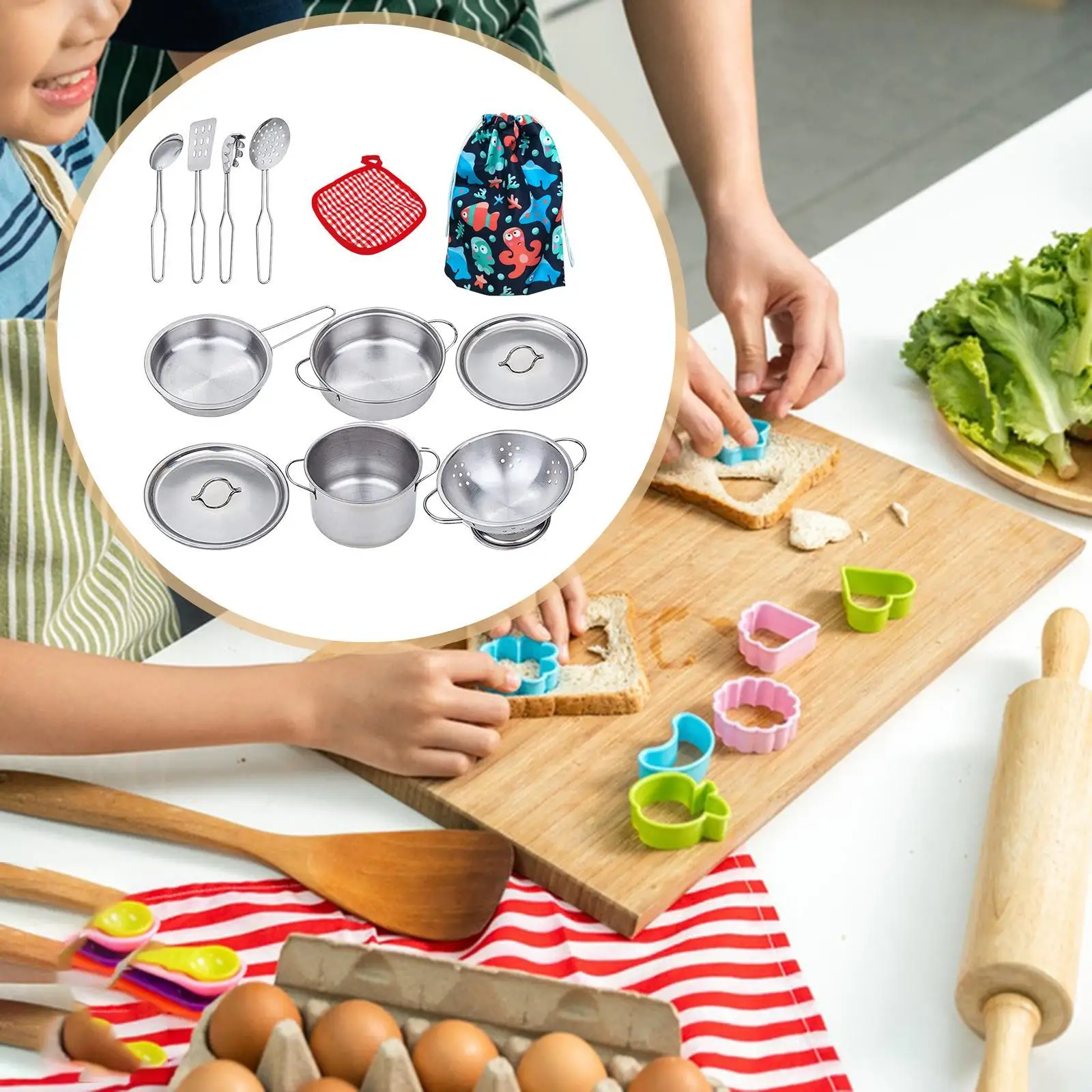 Jouets de cuisine, accessoires de cuisine, ensemble de jeu réutilisable, casseroles et poêles pour garçons et filles, apprentissage de la fête de noël en classe