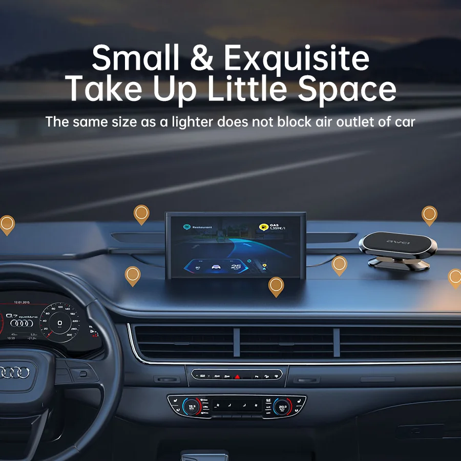 Awei X20ユニバーサルナビゲーションブラケット磁気車載ホルダーiPhone 16 15 14 13 12 Samsung Redmi Xiaomi対応