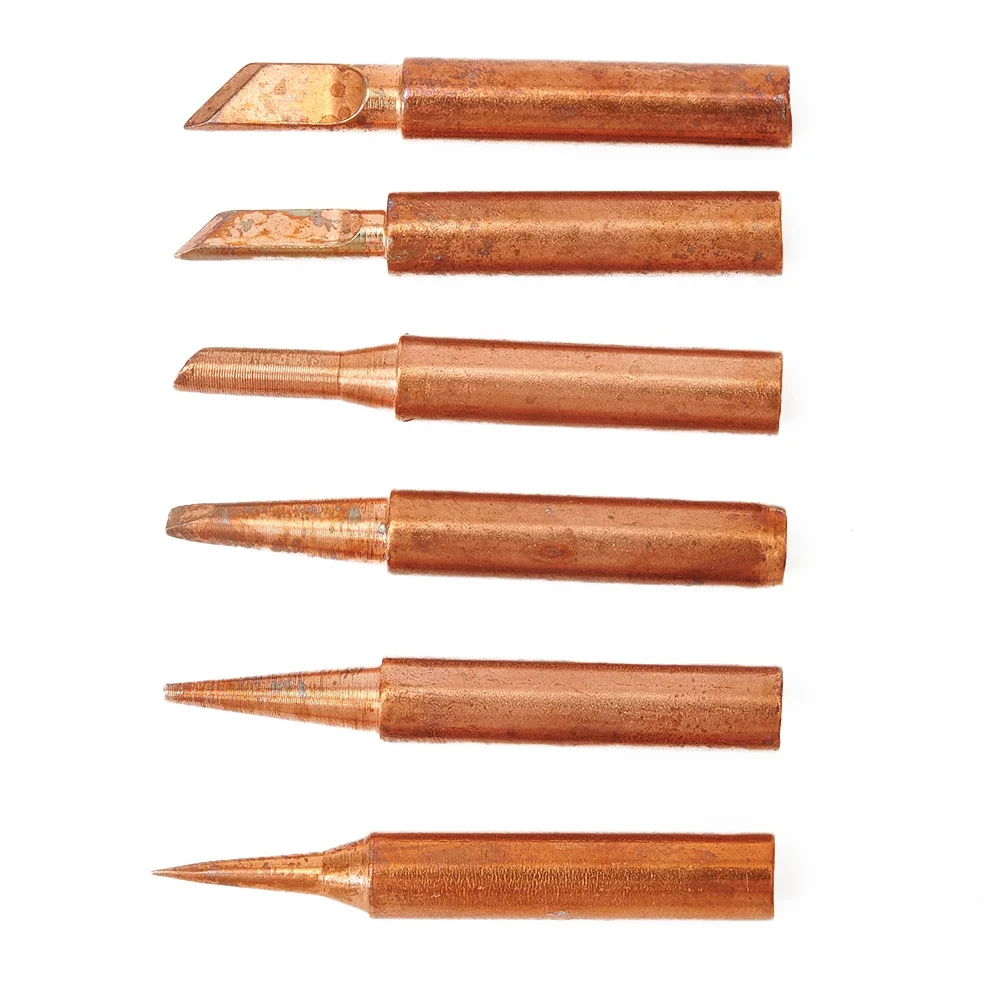 

6pcs Copper Soldering Iron Tip Lead-free Solder Tips Welding Head 900M-T-B 900M-T-K 900M-T-I Welding Tip Soldering Tools