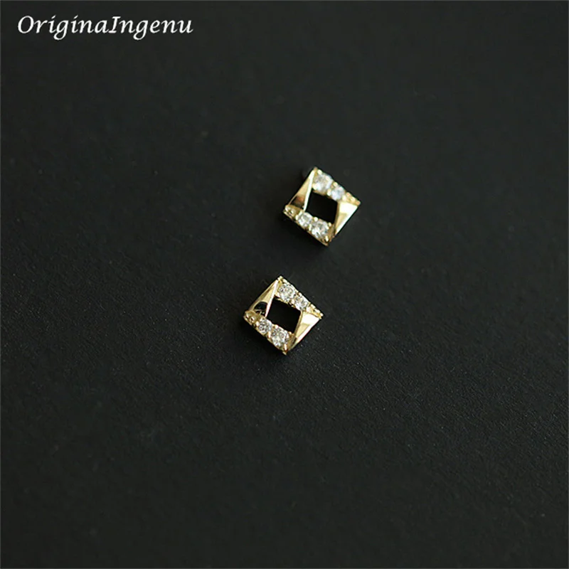 

Solid 9K Gold Square Zirconia Stud Earrings 9k Gold Women Jewelry Minimalist Delicate Earrings Tarnish Resistan Fine Jewelry