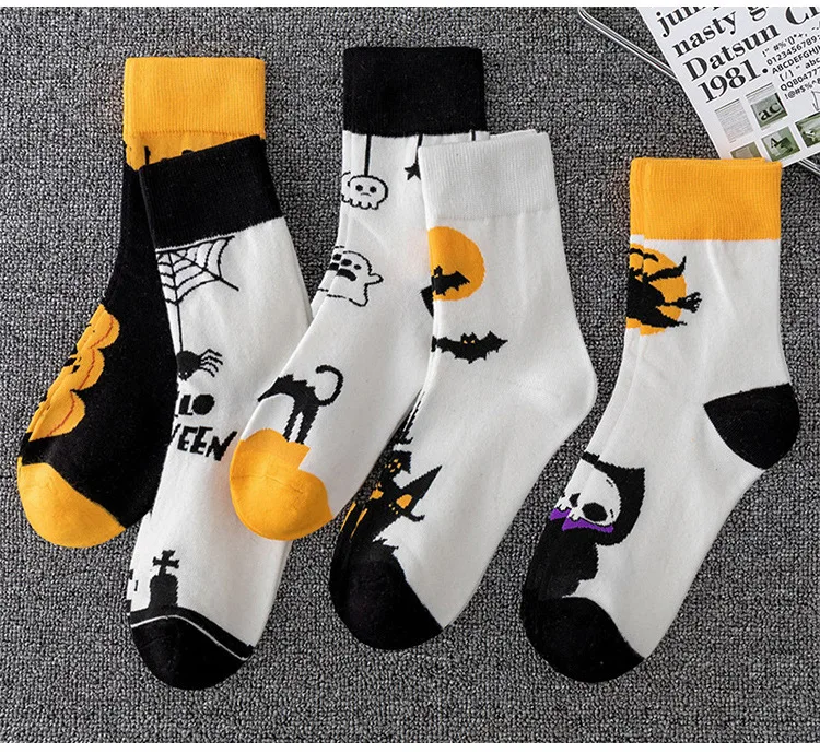 Women's Mid-tube Socks New Product Halloween Party Socks Spring Autumn Sports Stocking Men's Mid-tube Sock Cotton Sock Wholesale