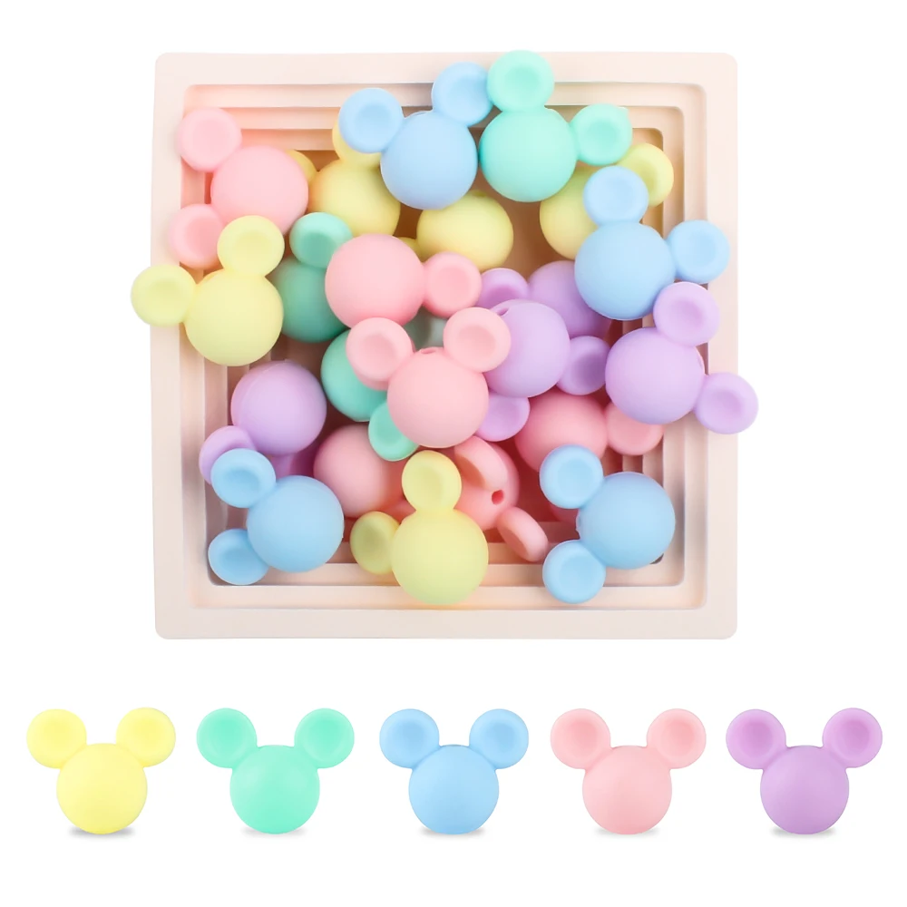 Cuentas de silicona con forma de corazón y estrella para dentición de bebé, mordedor con impresiones, collar de cadena de chupete, masticables de