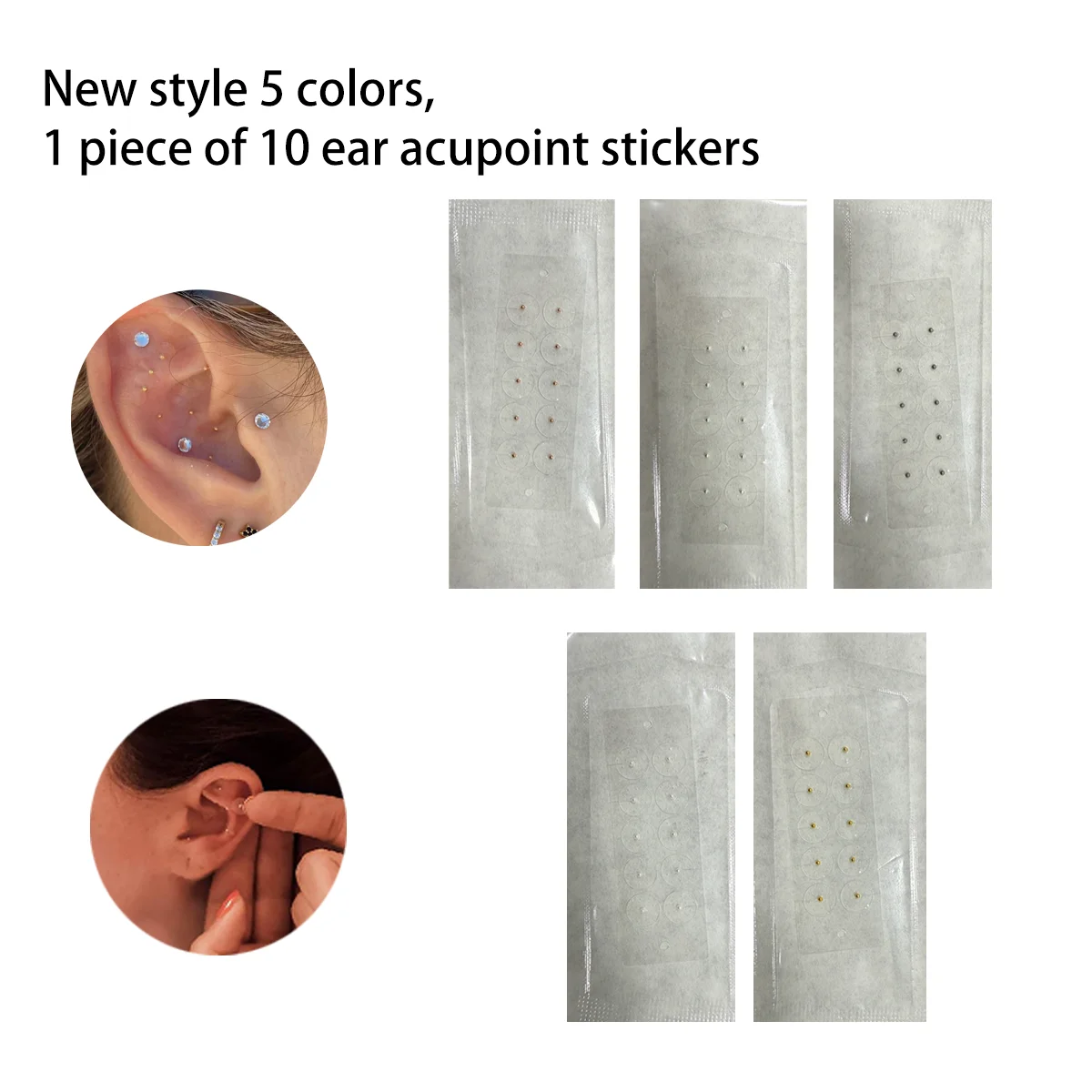 50 Pcs Ear Seeds Kit, 5 Colors Detachable Auriculotherapy Patches for Stress Relief, Wellness Routine, Insomnia Support & Body