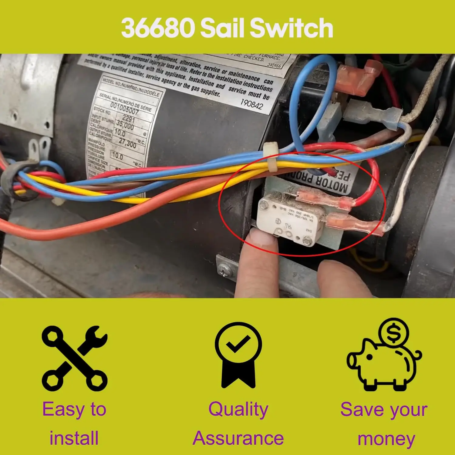 MX 36680 Sail Switch Replacement for,Low Air Flow Sail Switch Compatible with Atwood HydroFlame RV Furnace 36133, 31377 (2Pack)