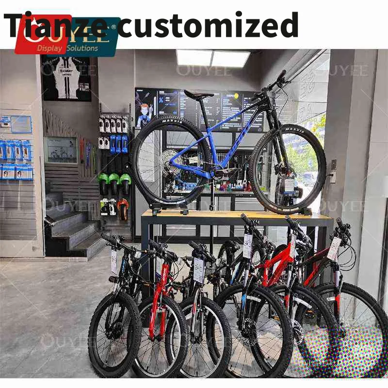 

Customized-Workshop Decoration Sport Bike Display Furniture Bike Shop Interior Design Cycling Store Wall Cabinet