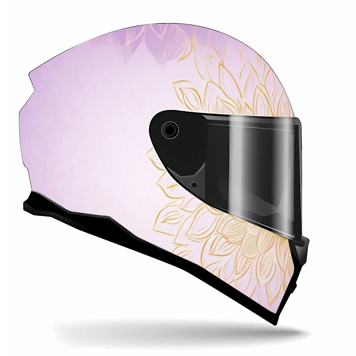 Abstract Purple Gold Line Flower Full Helmet Wrap Sticker Motorcycle Helmet Racing Graphic Decal Vinyl Wrap Helmet Decor Sticker view 2