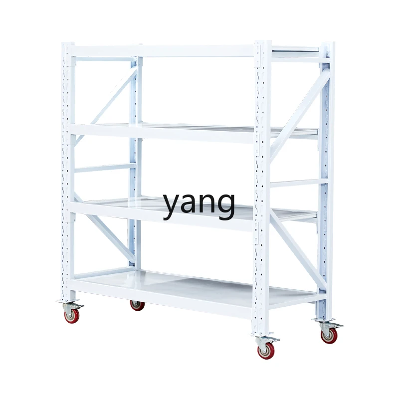 Lmm Heavy Duty Wheeled Storage Goods Household Warehouse Movable Display Rack Multi-layer Iron Shelf