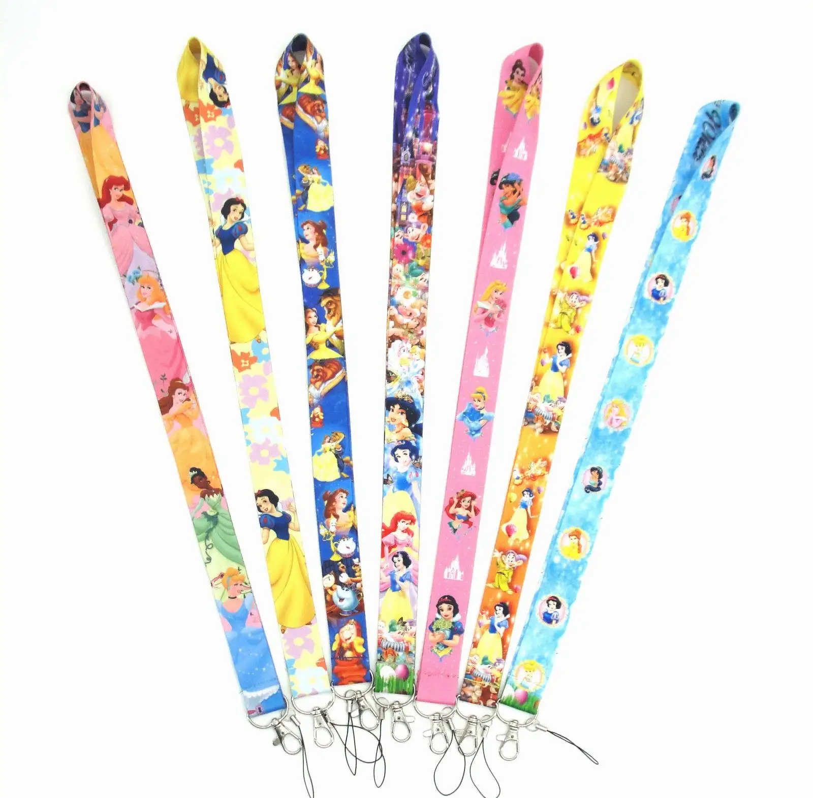 Disney Snow White Mermaid Princess Cartoon Personality Lanyard Badge ID Lanyards Phone Rope Key Lanyard Neck Straps Accessories