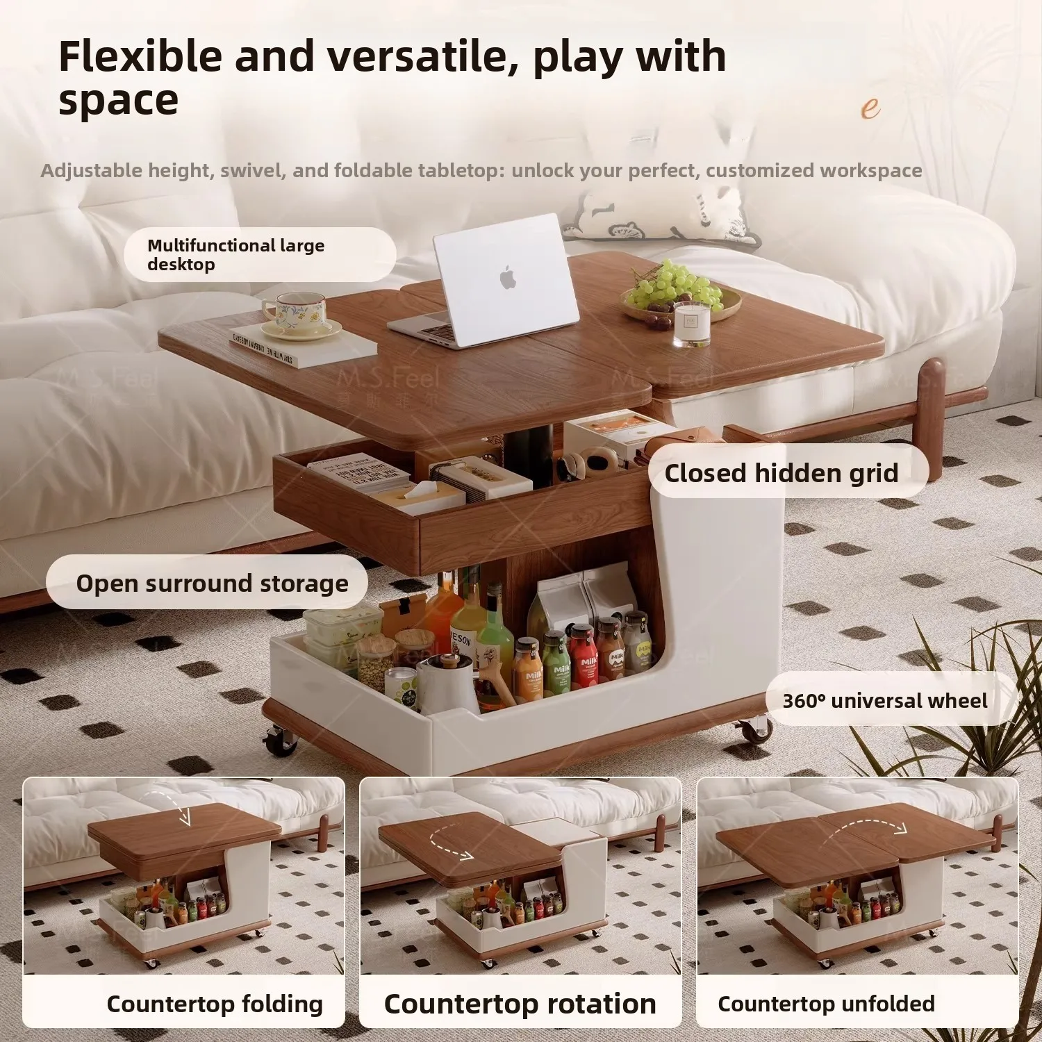 DSA removable balcony small tea table folding coffee table tea  square trolley side table high-end coffee