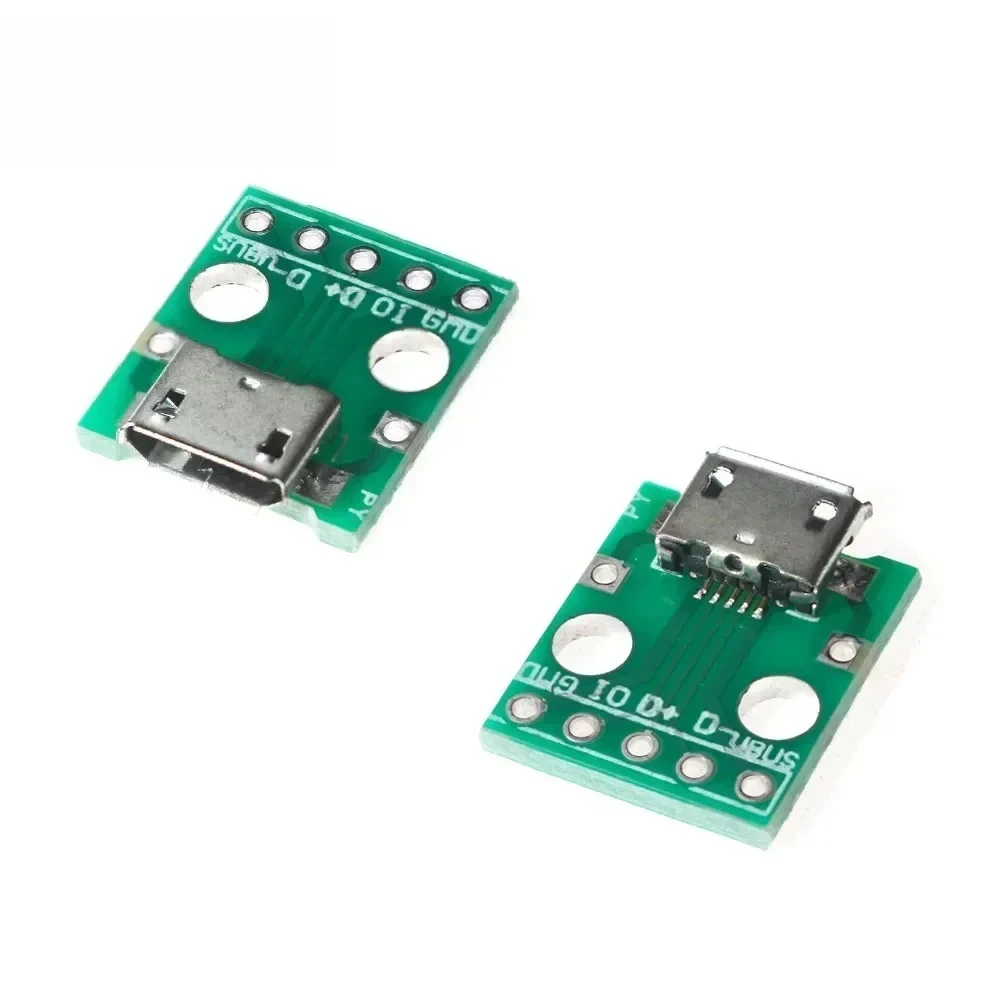 10PCS Q99 Micro USB To DIP Female Adapter 5Pin 2.54mm Pitch Breakout Board for DIY Electronics Prototyping Power Supply Board