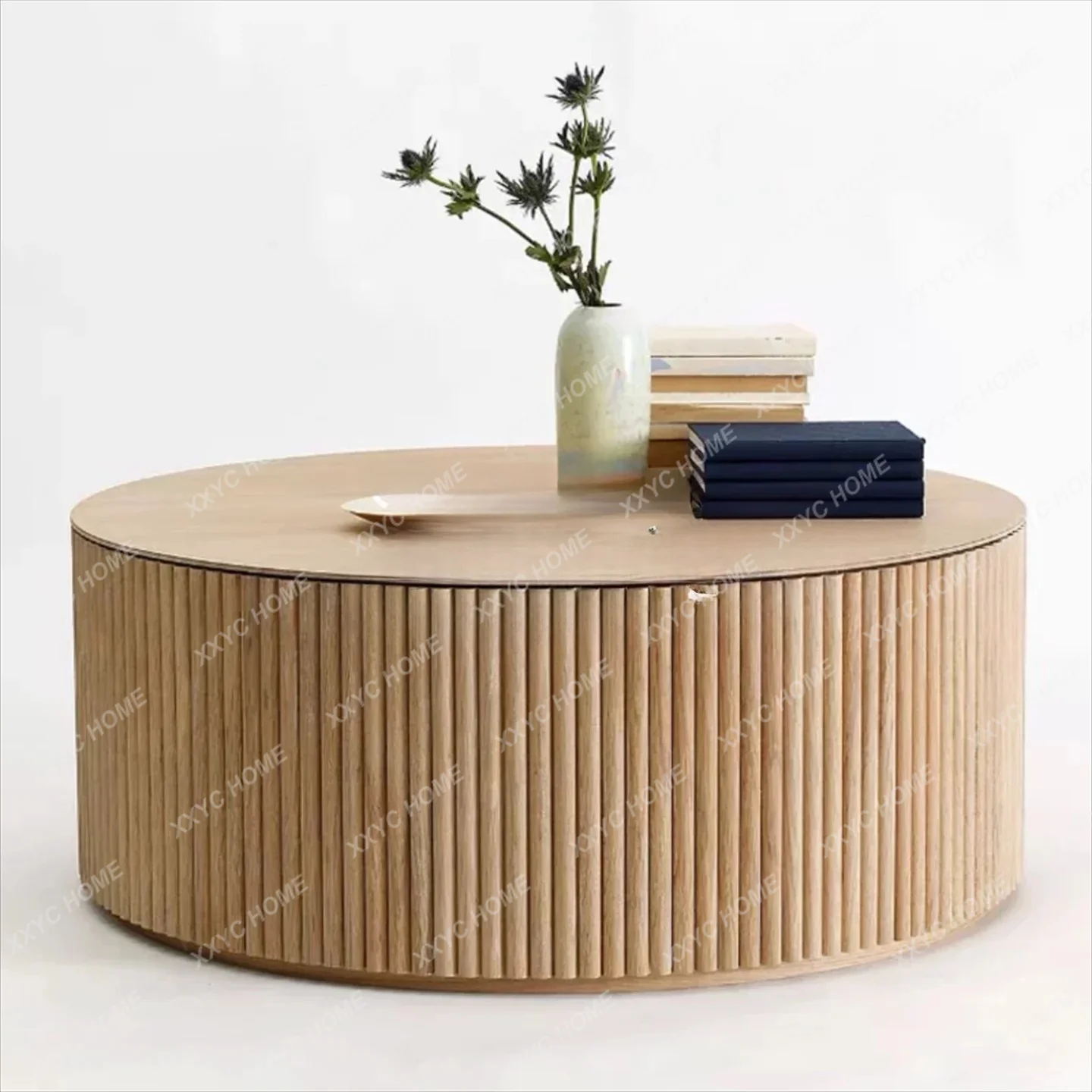 

simple modern solid wood round coffee table small apartment living room coffee table