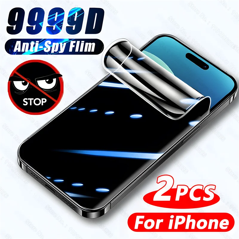 Luxury Anti-Spy Screen Protector Hydrogel Film for iPhone 15 14 Plus 13 12 11 Pro Max X XS XR Privacy Full Cover Films Not Glass