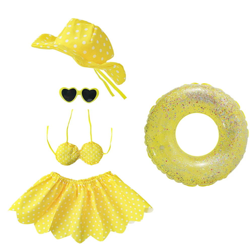 Seasonal Hawaiian Goose Outfit for Lawn Statues Includes Hat Bikini Skirt Sunglasses and Swimwear for Tropical Outdoor Decor
