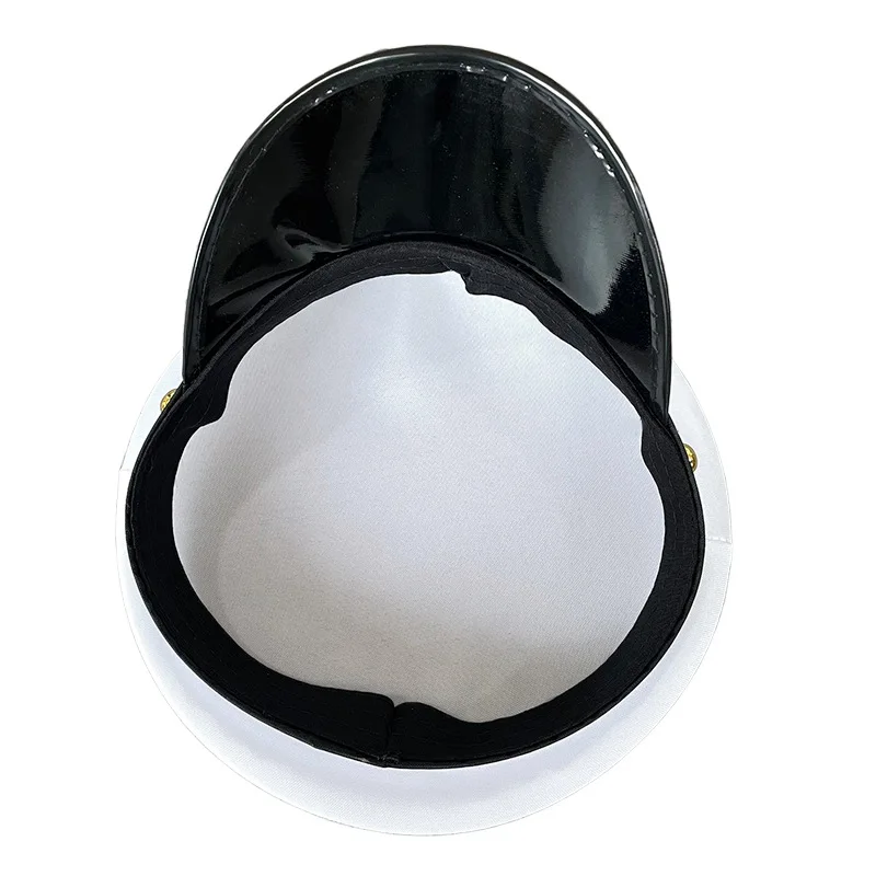 ミリタリーハット アーミー ピークド 刺繍入り アンカー キャプテン ホワイト フラットトップ アウトドア フェスティバル イベント ビーチパーティー 8M207