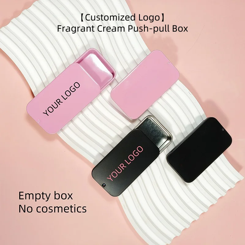 【شعار مخصص】50 قطعة مخصصة 10 جرام صندوق حديد صغير منزلق مسحوق أسود وأبيض وفضي مواد تغليف مستحضرات التجميل بأربعة ألوان