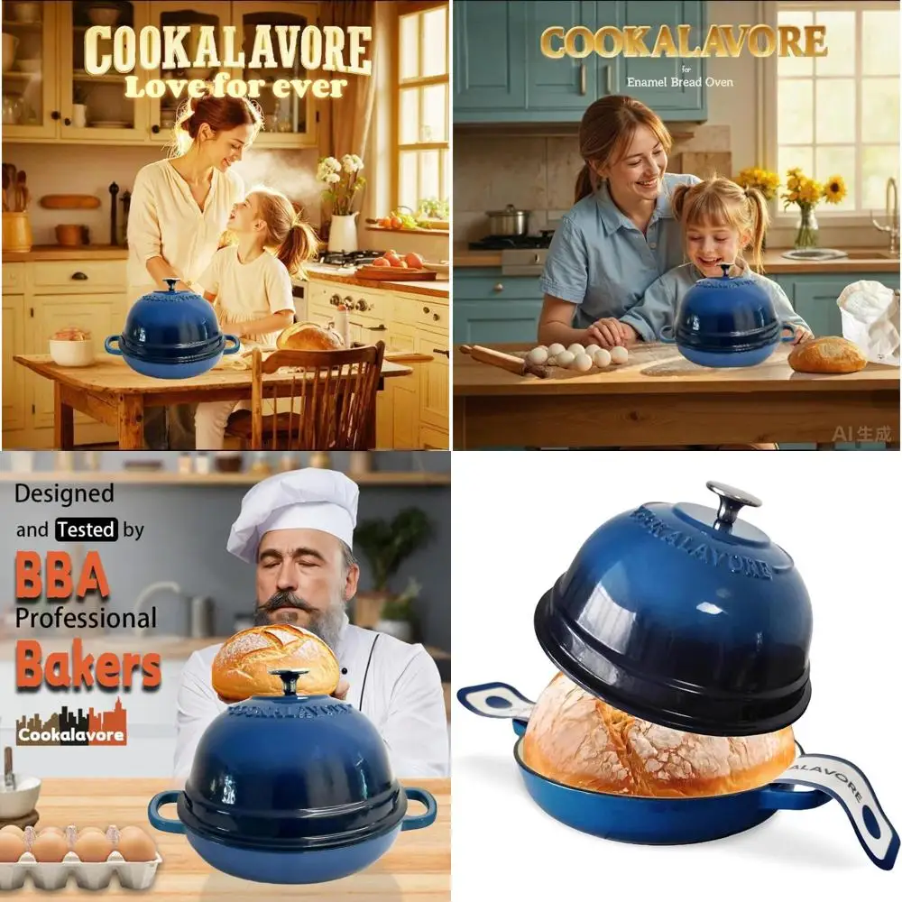 

Эмалированная печь для хлеба на 6 литров для выпечки на тыкве, сковорода 10,5 с крышкой, силиконовым ковриком и рецептом, идеальный подарок для домашнего хлеба