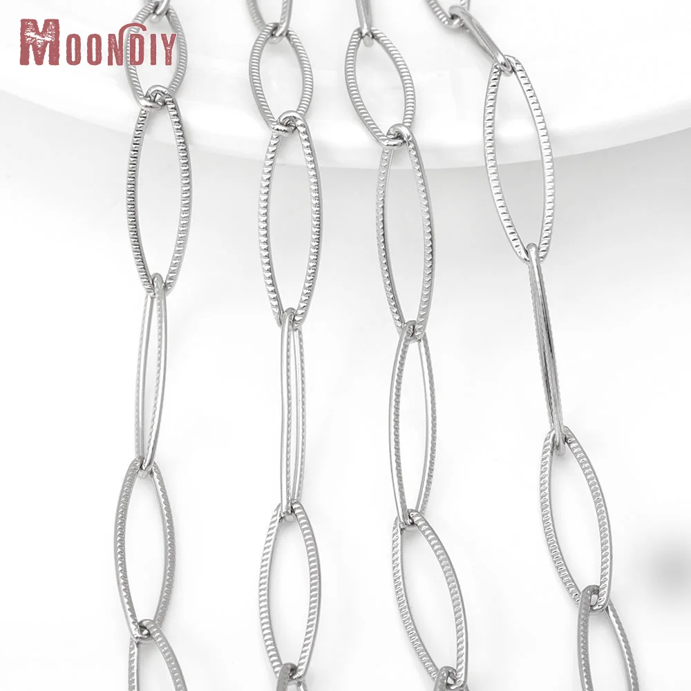 1 متر الفولاذ المقاوم للصدأ اللون الفولاذ المقاوم للصدأ طويل البيضاوي الشكل قلادة سلاسل أساور سلاسل المجوهرات عالية الجودة Diy بها بنفسك صنع