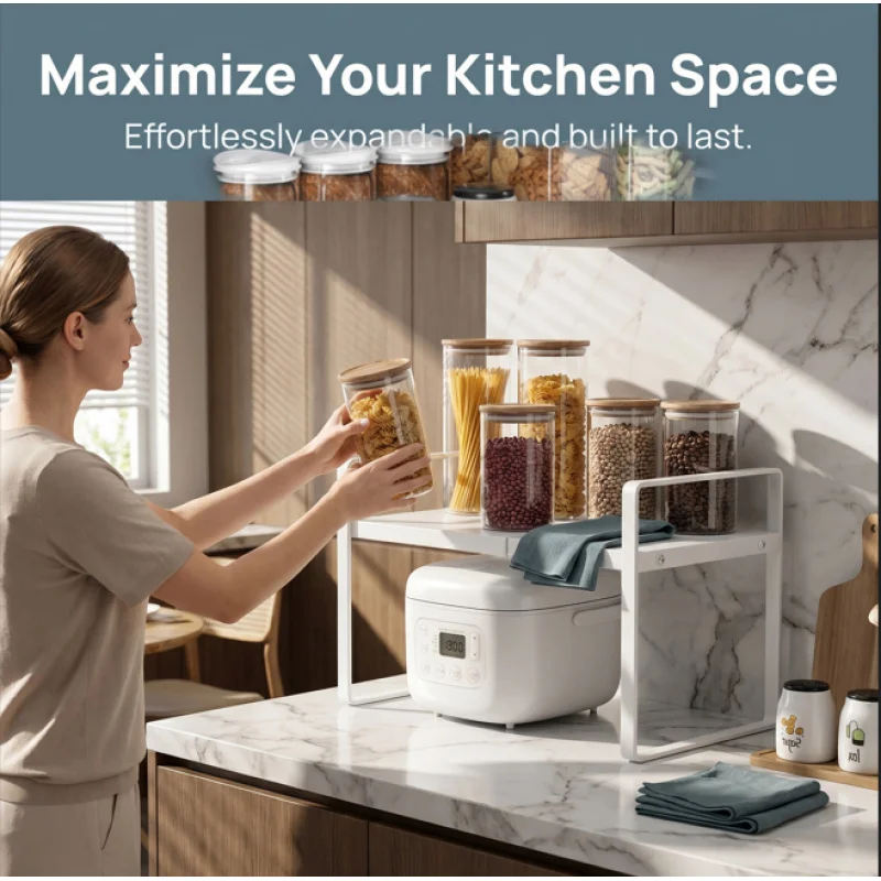 Expandable Kitchen Cabinet Organizer Rack Layered Storage Shelf for Seasoning Pots Shoe Cabinet Space Saving