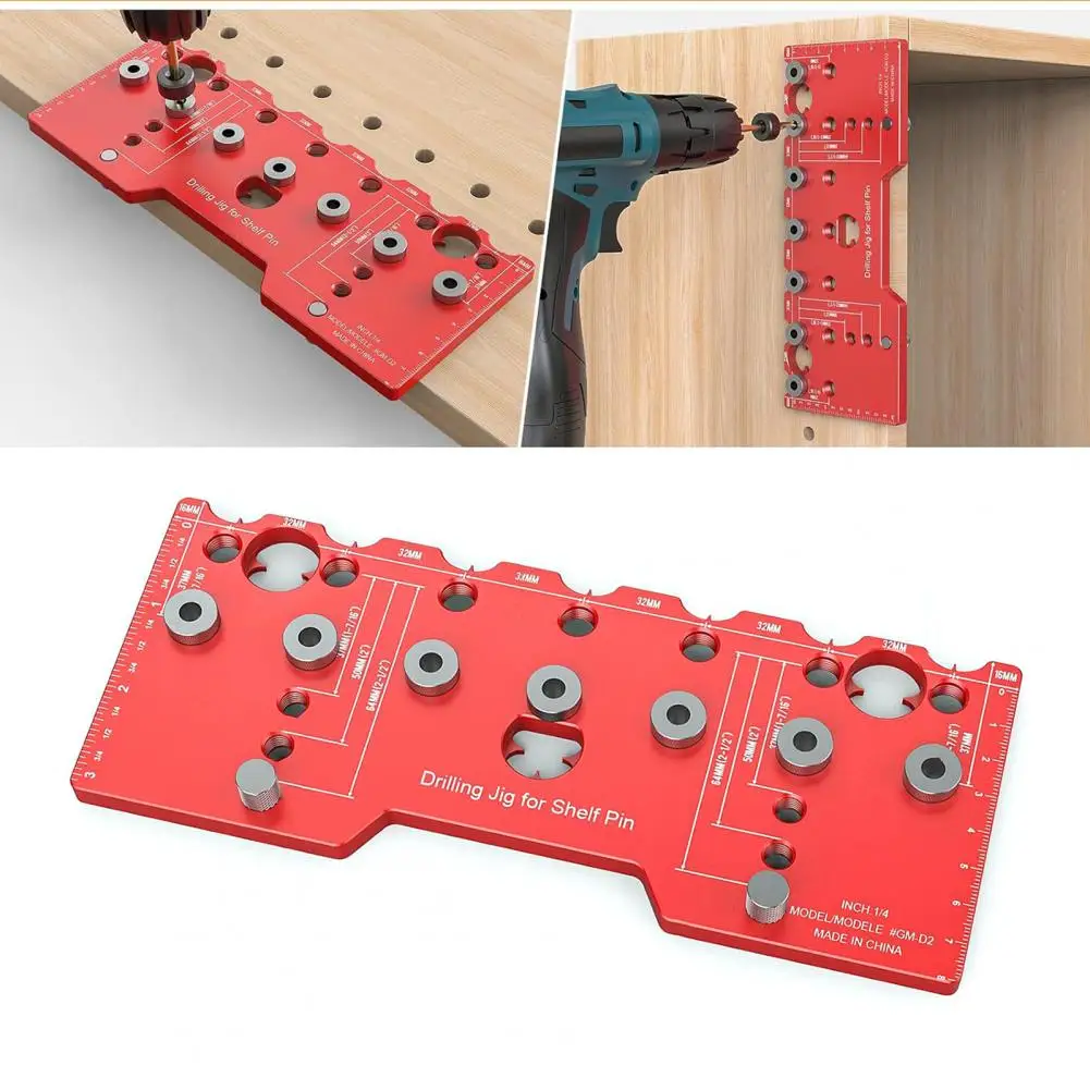 Gabinete Dowel Buracos de Perfuração Template Ajustável Prateleira Jig Guia Broca Espaçamento Buraco Ferramenta Carpintaria 32 mm