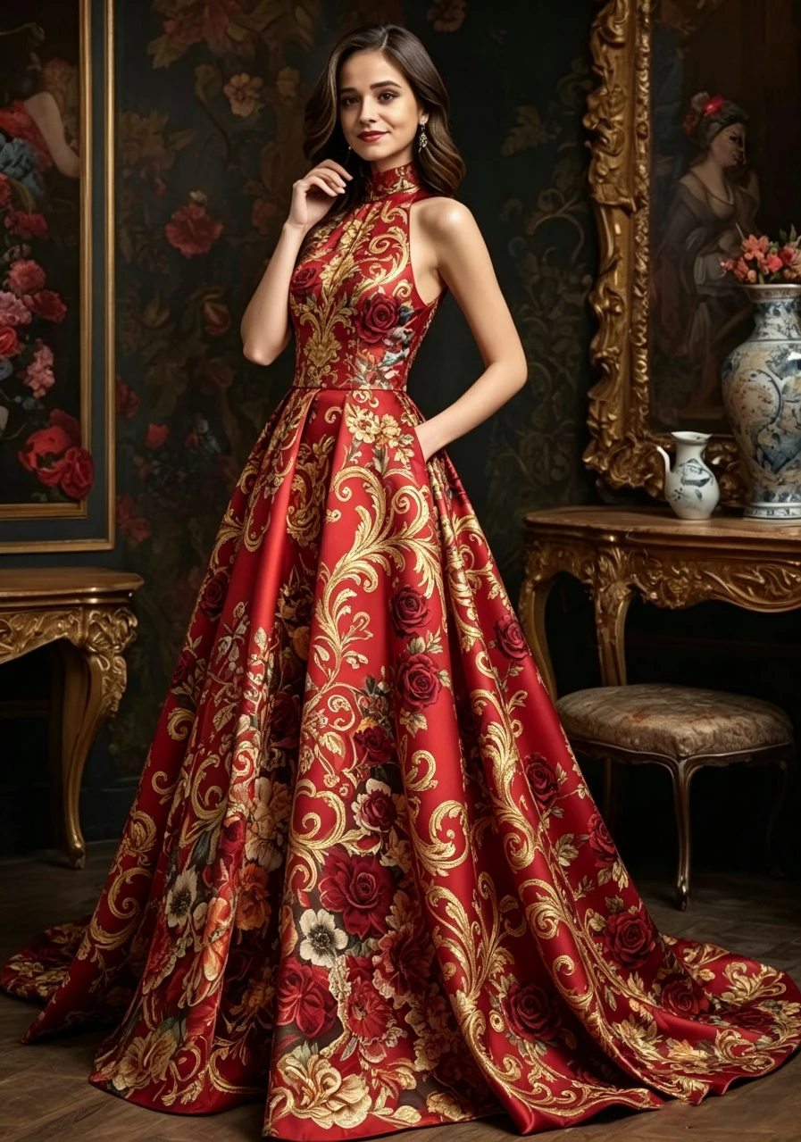 

Women's Print Halter Neck Maxi Dress Sleeveless High Waist A-Line Wedding Guest Cocktail Party Evening Long Dress Summer