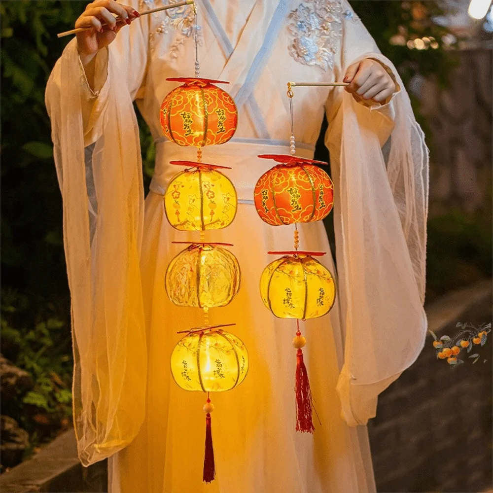 

Ancient New Year Persimmon Lantern 2026 Horse Year Handmade Luminous Lantern with Tassel Traditional Handheld Lantern