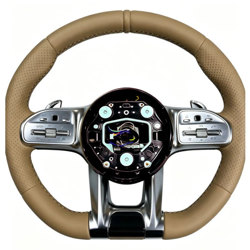 For Mercedes-Benz ML W166 2011-2015 Khaki Leather Steering Wheel Horn Shell ZC-809-P021-F