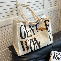 New Canvas Tote Bag donna borsa a tracolla moda Trendy Handbag Gentle Woman Letters Printed