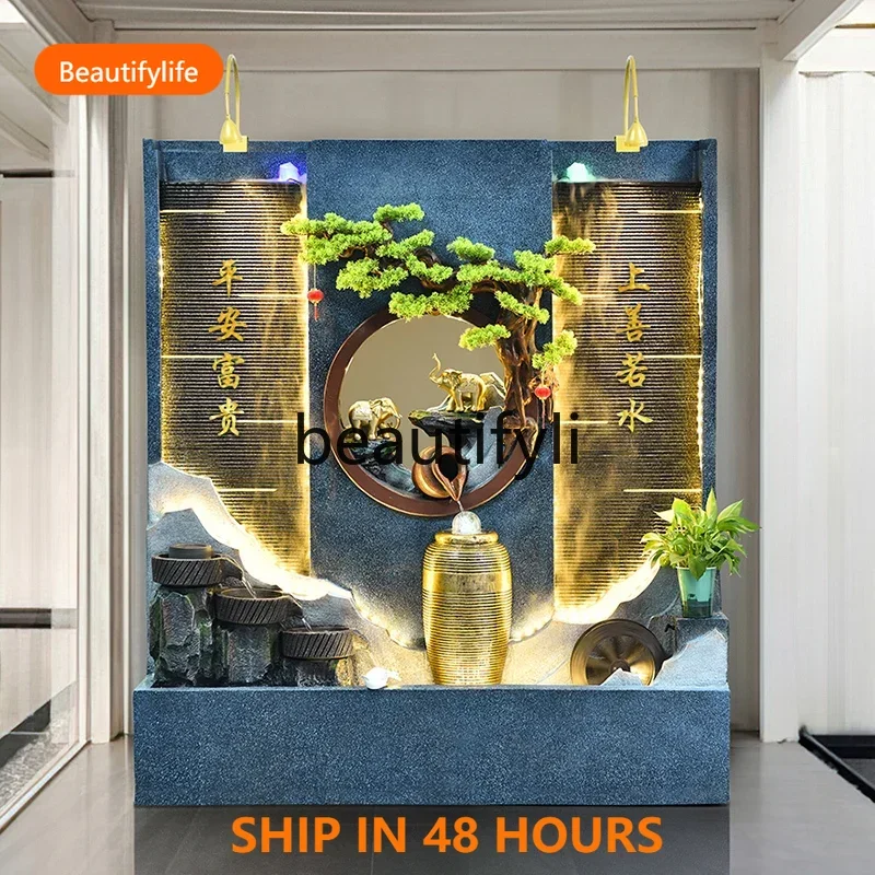 03 Courtyard rockery water landscape decoration partition water curtain wall  running water screen fountain ornament opening