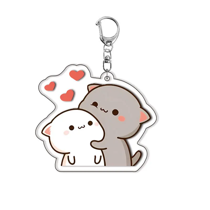 Kawaii dos desenhos animados animais padrão acrílico chaveiro casais anime acessórios saco encantos decoração jóias mochila chaveiro presente