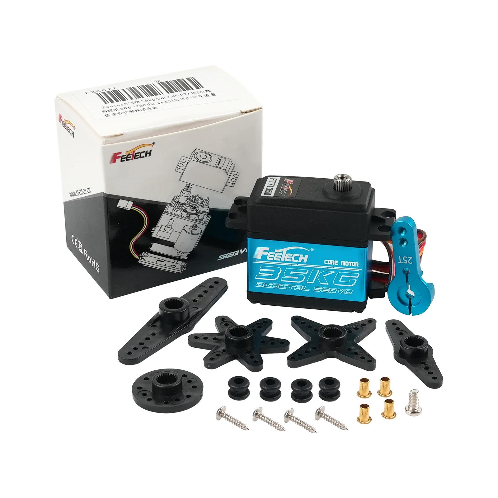 

Цифровой серводвигатель Feetech 35 кг с высоким крутящим моментом FT7135M 7,4 В с металлической шестерней 180 ° для RC Cars Crawler Роботизированный вертолет