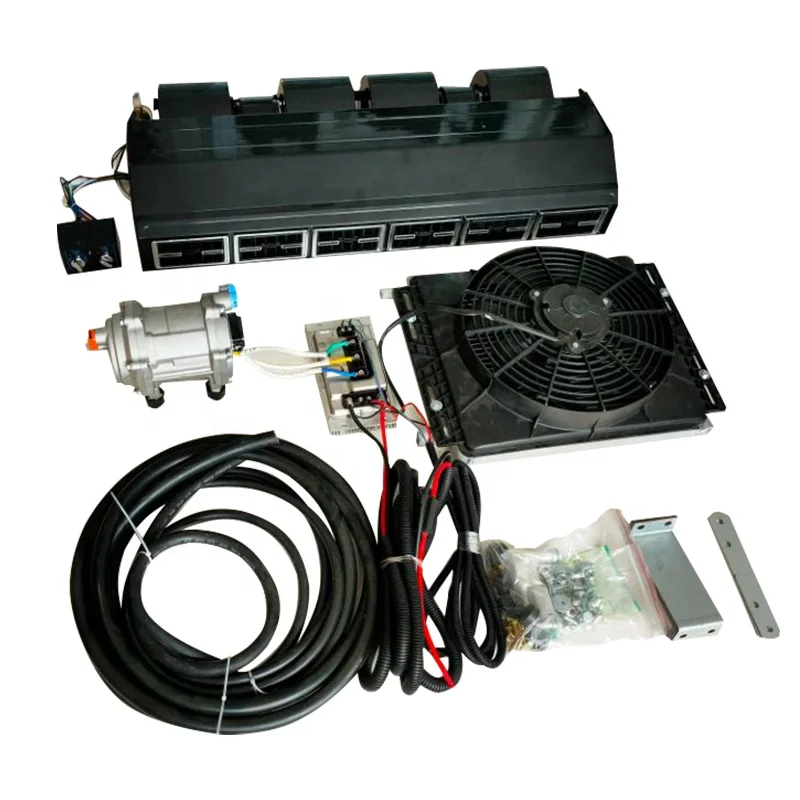 12v 24v Air Conditioner For TRUCK BUS UNIVERSAL AUTO AC SYSTEM A/C KIT UNDER DASH EVAPORATOR COMPRESSOR KIT
