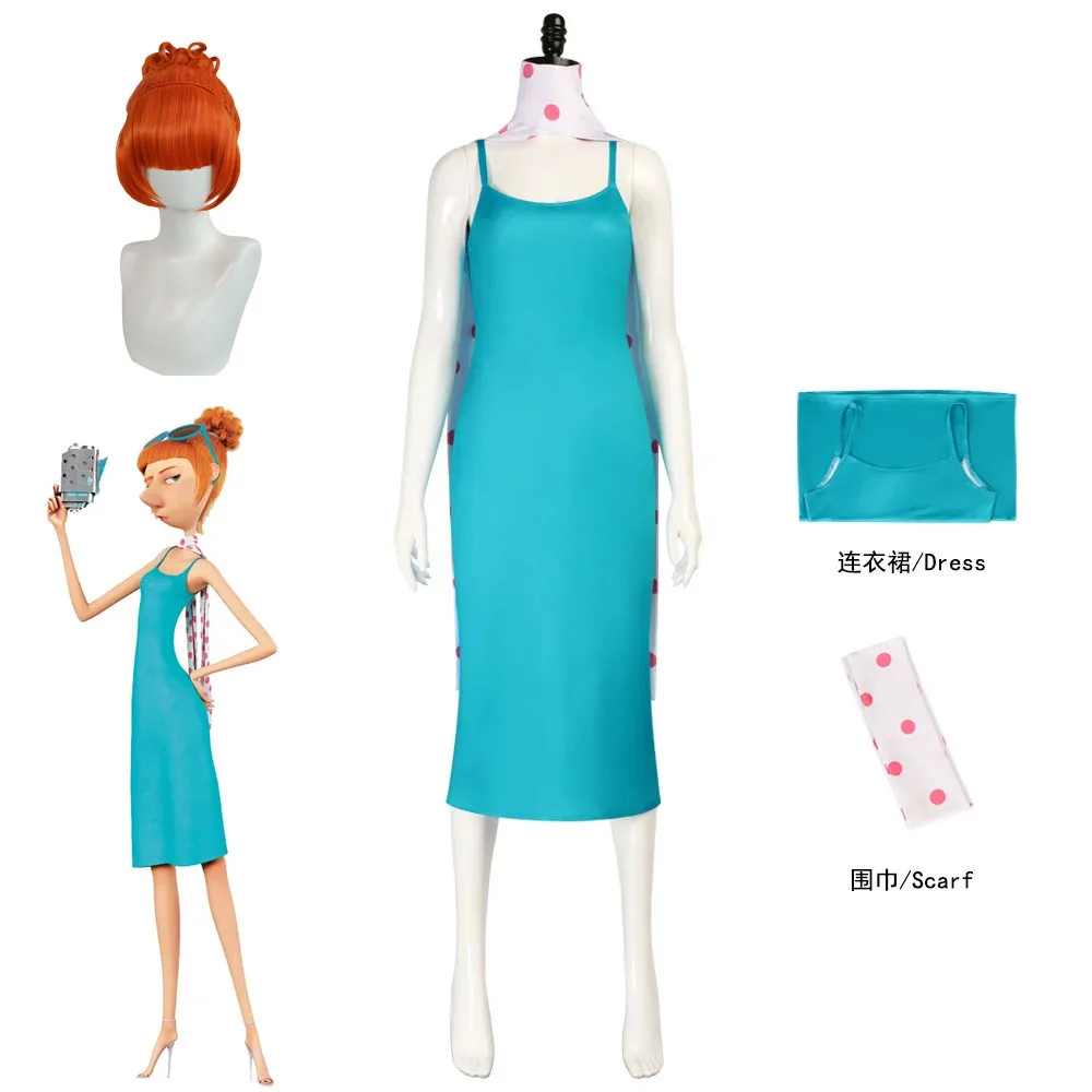 

Люси Уайлд Косплей Костюм Синее Длинное Платье Анимированные Фильмы Шарф Люси Леди Хэллоуин Вечерние платья Парик для Женщин