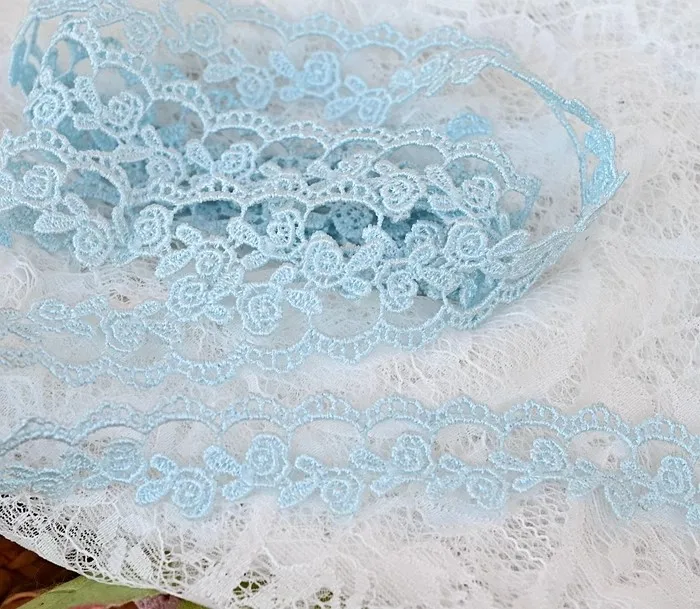 7Yard/Los 2,5 cm breit wasser lösliche hohle Stickerei Spitzen besatz Hochzeits kleid Kleidung Halskette Gurtband DIY dekorativ – Detail 11