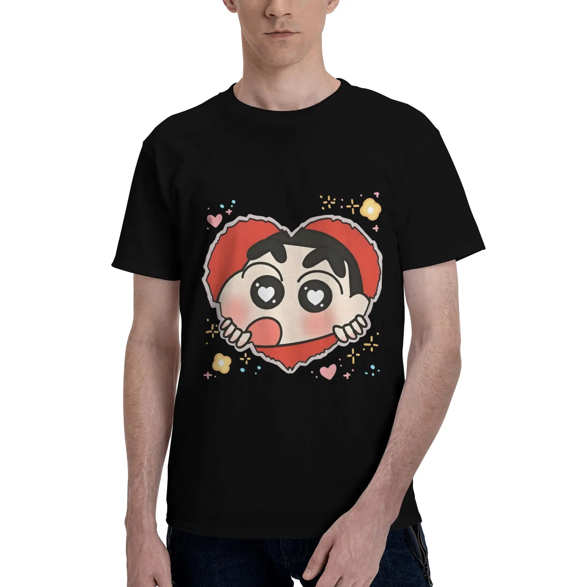 

Custom Crayons Shin-chans Cute Anime T Shirts Men Pre-shrunk Cotton Tees Tshirt Short Sleeve Fashion T-shirt Clothing