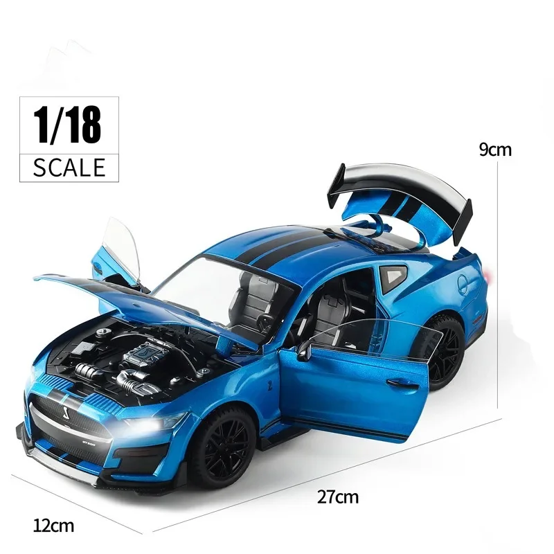 1/18 Ford Mustang GT500 Diecasts Metal Car Models Alloy Sound Light Children Car Toys Sound and Light Collective Voiture Enfants